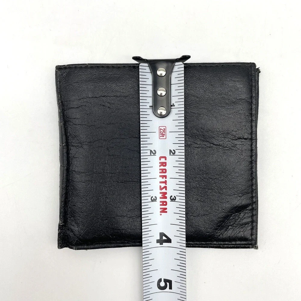 Vintage 80s Ak-Sar-Ben Black Faux Leather Bifold Men's Wallet 4 3/8